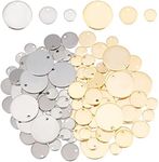 DICOSMETIC Various Sizes Blank Stamping Pendants 2 Colors Flat Round Blank Charms Stainless Steel Coin Disc Charms for Jewelry Making, 7/10/16mm, Stainless Steel