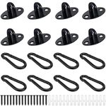 EGGMARCH 8 Pack Mini Ceiling Hooks Small Pad Eye Plate with Carabiner Clips and Screws, Anchor Plates U Hooks Door Eye Latch Cabinet Knobs Door Drawer Knobs Replacement for Hanging Plant Basket