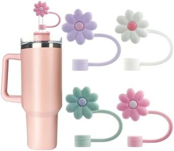 Velaco 4 Pcs 0.4in/10mm Diameter Silicone Straw Covers Cap Compatible with Stanley 20 30&40 Oz Cup, Straw Toppers for Stanley 40 Oz Tumbler with Handle, Dust-Proof Straw Caps for Water Bottle