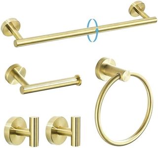 TURS Brushed Gold Bathroom Hardware Set 5 Piece, SUS304 Stainless Steel Bath Towel Bar Set, 24 Inch Bathroom Accessories Kit Wall Mounted
