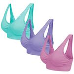 Blu Apparel Multipack Seamless Comfort Bras Sleep Bras Sizes 8-24 Not Padded Wireless (UK, Alpha, M, Regular, Regular, Aqua/Pink/Lilac 3 Pack)