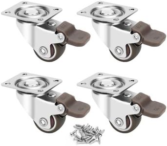 1-inch Casters Set of 4, Small Low Profile Caster with locking Brake & 360° Plate, Total Loads of 100 LB Furniture Transfers Castor Wheels, Rubber Wheel to Protect The Floor or Carpet from Scratches.