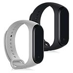 kwmobile Straps Compatible with Xiaomi Mi Band 4 Straps - 2X Replacement Silicone Watch Bands - Grey/Black