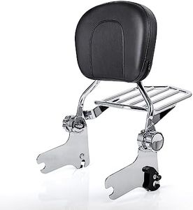 OUMURS Chrome Adjustable & Detachable Sissy Bar Passenger Rear Backrest Pad with Luggage Rack Compatible with Harley Touring 1997-2008 Road King, Road Glide, Street Glide, Electra Glide, Ultra Classic