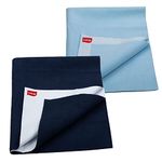 LuvLap Instadry Anti-Piling Fleece Extra Absorbent Quick Dry Sheet for baby, Baby Bed Protector, Waterproof baby sheet, Small size 70x100cm, Pack of 2, Sky Blue & Navy Blue