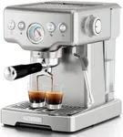 Neretva Espresso Machine, 2 in 1 Stainless Steel Coffee and Espresso Maker Combo, 1450 W, 15 Bar Espresso Coffee Machine for Espresso, Latte, Macchiato, Cappuccino, Ideal for Home, Barista (Silver)