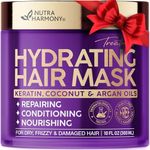 Hydrating Hair Mask for Damaged Hair - Keratin Hair Treatment w/ Argan & Coconut Oil | Biotin | Collagen - Deep Conditioner For Dry Hair, Hair Repair & Moisturizing Hair Mask for All Hair Types 10 Oz