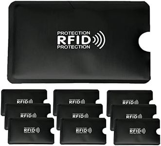 Lonnalee Fundas de Bloqueo RFID, 10 Piezas de Fundas para Tarjetas de crédito de Identidad Juego de Fundas de Tarjetas RFID para Mujeres y Hombres （Negro）