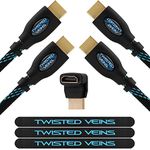 Twisted Veins 2ACHB25 HDMI Cable. 25 ft, m 7.5 (7.5 meters) Premium HDMI Cord Type High Speed with Ethernet. 2-Pack. Supports HDMI 2.0b 4K 60hz HDR on Most Devices (4K 30hz on Some Devices)