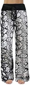 iChunhua Comfy Flowy Pants Loose Fit Drawstring Summer Lounge Pjs Pants (Serpentine,L)