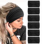 Tobeffect Headbands for Women African Wide Knotted Hairbands Head Bands Hair Wraps Turbans (Black)