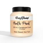 CrafTreat Cantaloupe Crush Home Decor, Glass, DIY Craft Matte Acrylic Multi Surface Paint - Chalk Multi Surface Paint for Wood Furniture, Wall (250 ML, Peach)