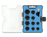 HELLARO Bolt Extractor Set,10Pcs Impact Bolt & Nut Remover Set,3/8'' Drive Extraction Socket Set with1/2'' Converter Socket,Cr-Mo Steel (11pcs)