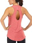 ICTIVE Yoga Tops for Women Loose Fit Workout Tank Tops for Women Backless Sleeveless Keyhole Open Back Muscle Tank Running Tank Tops Workout Tops Racerback Gym Summer Tops Coral XXL