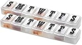 Weekly Pill Organizer - Pack of 2 - Pill Planner to Separate Pills & Vitamins Each Week, Medication Reminder Daily Monday to Sunday Compartments for Travel & Purse