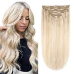 XDhair Clip in Hair Extensions 160g 7pcs Caramel Brown Mixed Blonde Hair Extensions Clip ins for Women Double Weft Clip inHair Extensions #27/60 22inch