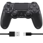 Wireless Controller for PS4, Dual Vibration Gamead Joystick/Motion Sensing/Touchpad/Speaker/3.5mm Audio Jack, Compatible with playstation 4/Slim/Pro Console/PC(Black)