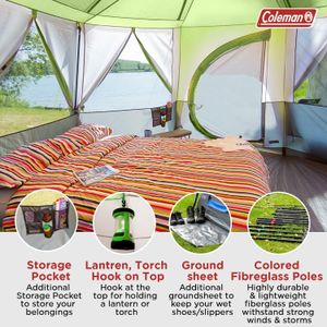 Coleman Octagon 6-8 Person Dome Tent – Waterproof Family Camping Shelter