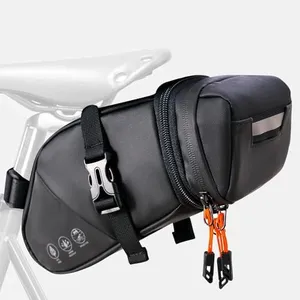 NDakter Bike Seat Bag, 2L Large Capacity Bicycle Saddle Bag, Waterproof Bike Pouch Under Seat, Storage Space Adjustable Bike Storage Bag with Large Reflective Coating, Bike Tool Pack for Adult Bike