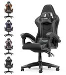 bigzzia Ergonomic Gaming Chair - Gamer Chairs with Lumbar Cushion + Headrest, Height-Adjustable Office & Computer Chair for Adults, Girls, Boys (Without footrest, Grey)