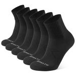 Closemate Mens Athletic Ankle Socks 6 Pairs Black Quarter Running Cotton Wicking Cushioned Socks for Women Non Slip Anti Blister Breathable Performance Mens Socks（6 Black-A, Size L)