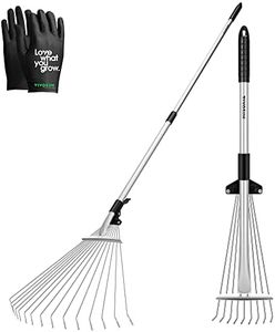 VIVOSUN 2-Pack Leaf Rake Set, Adjustable Garden Camping Rake includes 15-Tine 64'' Rake and 9-Tine 30'' Rake, Metal Rake with Collapsing Tines and Telescopic Handle for Garden Lawn Yard Cleaning