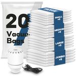 VMstr 20 Combo Vacuum Bags for Clothes Storage, Vacuum Sealed Bags for Clothing, Bedding, Blankets and Comforters, Space Saver for Luggage Packing and Moving