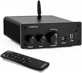 LONPOO Mini amplificatore Bluetooth HiFi 200 W con telecomando, ottico, COAX, USB, ingresso AUX, uscita audio a 2 canali L/R per cavo altoparlante (AMP-615B)
