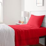 Amazon Basics Kid's Sheet Set - Soft, Easy-Wash Lightweight Microfiber - Twin, Red