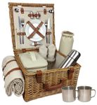 Red Hamper Wicker Willow Deluxe Fully Fitted 2 Person Traditional Picnic Basket