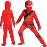 DISGUISE Official LEGO Ninjago Costume for Kids - Kai Red Ninja Jumpsuit - Boys Children's Fancy Dress-Up Outfit - Ninja Costume for Play and Parties - Size XS, 3-4