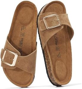 Project Cloud 100% Genuine Leather Sandals Women Dressy Beach Essentials Slides for Women Footwear-Lightweight with Memory Foam Insole Sandals for Women 2026-Womens Slides(Ibiza, CHSTNUTSDE,8.5M)