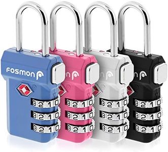 Fosmon TSA Accepted Luggage Locks, (4 Pack) Open Alert Indicator 3 Digit Combination Padlock Code with Alloy Body and Release Button for Travel Bag, Suitcase & Lockers - Black, Blue, Pink, and Silver
