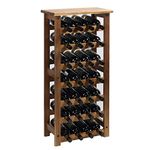 everous Wooden Wine Rack, 7 Tire Floor Wine Storage Rack, 28 Bottles Holder, Free Standing Display Rack for Kitchen, Pantry, Cellar, Natural Free Standing Floor Wine Rack