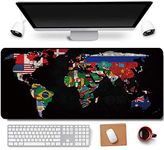 31.5x11.8 Inch Non-Slip Long Extended Large Gaming Mouse Pad with Stitched Edges Computer Keyboard Mouse Mat Desk Pad… (Black World Flag Map)