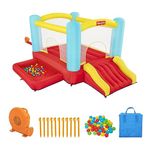 Fisher-Price Bouncemania Inflatable Mega Bouncer Bouncy House with 50 Play Balls, Multicolor