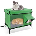 Outdoor Heated Cat House – Providing Warm Shelter for Cats and Small Dogs, Suitable for Multiple Stray Cats. The Raised Base Effectively Protects Against Wind, Rain and Snow
