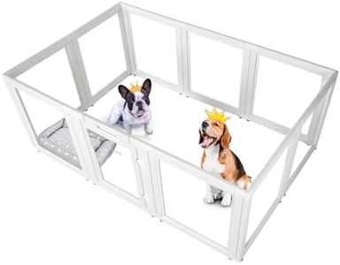 EVERFRONT Clear Acrylic Plastic Dog Playpen - Clear Dog Play Pen - Easy Assemble Acrylic Dog Playpen - Puppy Playpen, Cat Playpen, Small Animal Playpen, Dog Play Pen Indoors (White, 30.3" H, 10PCS)