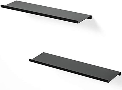 SRIWATANA Black Metal Wall Shelves, 2 Set Floating Shelves for Bedroom, Living Room, Bathroom, Kitchen - Matte Black