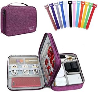 Packing Cubes for Travel Electronics Devices Organizer, with 12 PCS Ties,Versatile Electronic Accessories Carrying Case for Toothbrushes,Charging Devices,Other Cordless Electrical Appliances Purple