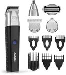 BaByliss Lithium Power 11-in-1 Multi-Trimmer - Cordless Grooming Kit Including Beard Trimmer and Nose Hair Trimmer, Waterproof, Gifts for Men, Black/Grey, MT812U