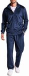 COOFANDY Velvet Tracksuit Men Fleece Jackets Full Zip Track Suits 2 Piece Set 90s Jogging Suit Dark Grey