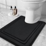 smiry Memory Foam Toilet Mat, 50 x 60 cm, Extra Soft U-Shape Pedestal Mat for Toilet, Super Absorbent Toilet Mats for Bathroom, Black