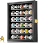 JupDec Golf Ball Display Case Frame for 30 Balls, Dustproof Solid Wood Holder Box with Unobstructed Clear View, Velvet Lined Cabinet with Removable Shelves, Ideal Gift for Golf Fans
