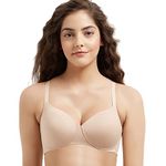 Wacoal Women's Essentials Padded Non-Wired 3/4Th Cup Cotton Comfortable T-Shirt Bra [Beige, 38DD]