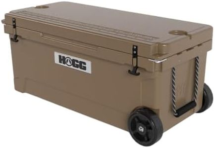 Ice Cooler with Wheels and Handle - 110qt Mushroom, Wheeled Cooler, Insulated Ice Chest with Wheels and Handle for Fishing and Camping with Dry Storage, Bottle Openers, and Cupholders