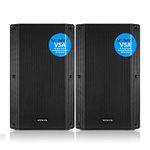 Vonyx VSA15 Active PA Speaker Set - Pair of 15" Bi-Amplified 2000W Powered DJ Speakers with Guitar, Line, Mic Inputs & EQ Control, Ideal for Events, Performances & Venues