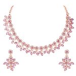 Atasi International Gold Plated Crystal Necklace Jewellery Set with Earrings Suited for Party Wedding Festive for Women (PURPLE)