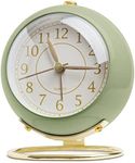 SHISEDECO Small Table Clocks, Classic Non-Ticking Tabletop Alarm Clock with Backlight, Battery Operated Desk Astronaut Clock with HD Glass for Living Room Bedroom Bedside Indoor Decor (Green)