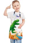 Dinosaur Kids Apron - Waterproof Polyester Aprons with Adjustable Strap and Pocket Kitchen Chef Bib Aprons for Boys Cooking Baking Painting Party Christmas Birthday Gifts (Extra Small,2-5 Years)